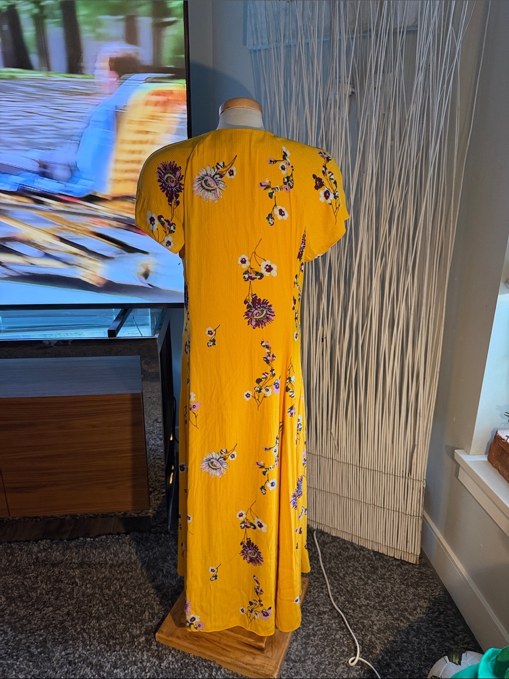 Free People Lost In You Floral Button-Front Midi Dress in Mustard - Picture 10 of 10